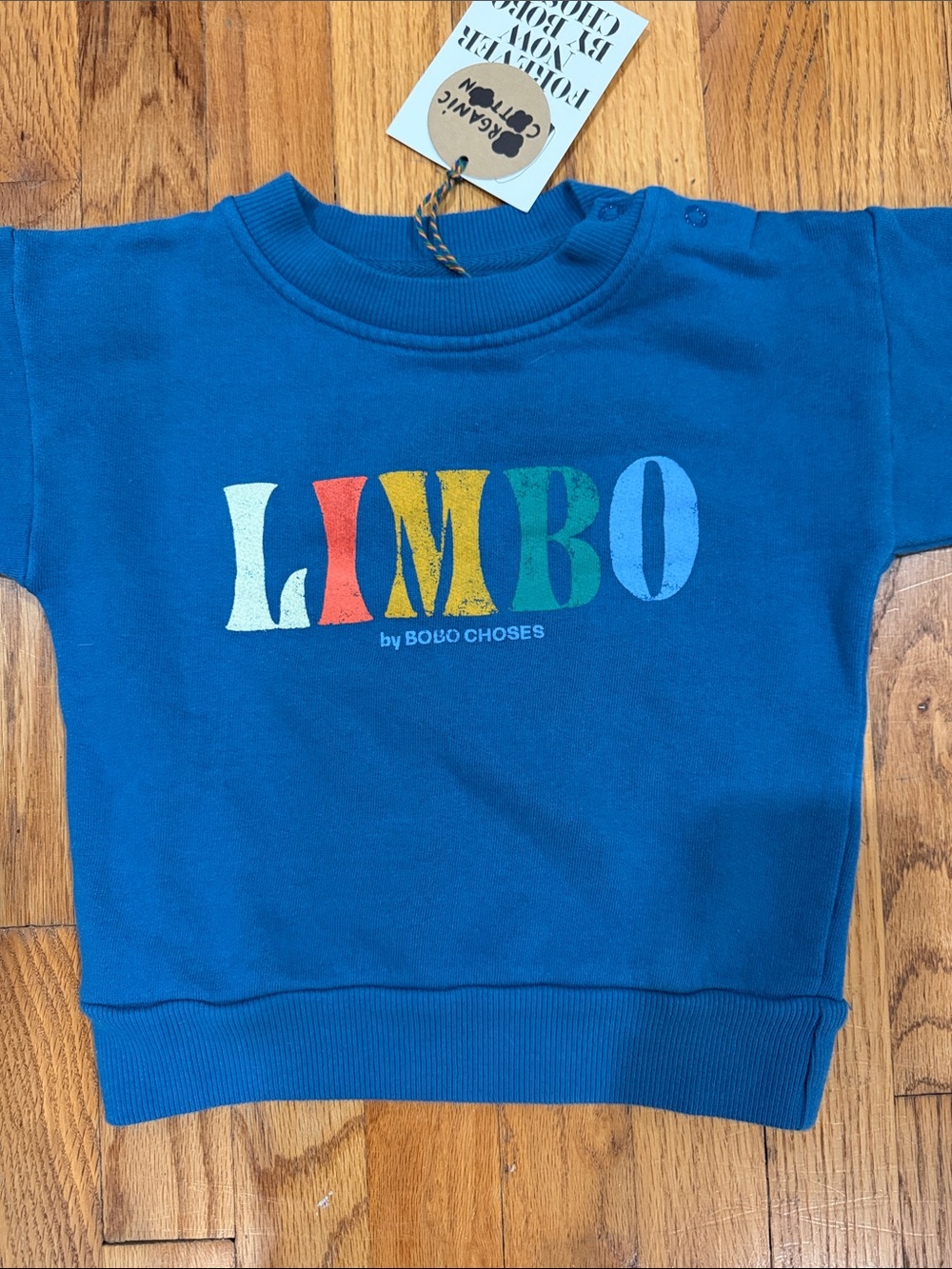 Bobo Choses Blue 'LIMBO' Multicolor Lettering Sweatshirt - Picture 2 of 9